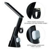 INSMART LED Desk Lamp with Wireless Charging,7-in-1 Touch Control Table Lamp,15W Fast Charging,Clock,Alarm,3 Modes,Dimmable Lights for Home Office,10.9In,Black