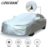 Pecham Car Cover Waterproof with Side Door Zipper All Weather Upgraded UV Protective Vehicle Cover-208*79*59 inch