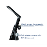 INSMART LED Desk Lamp with Wireless Charging,7-in-1 Touch Control Table Lamp,15W Fast Charging,Clock,Alarm,3 Modes,Dimmable Lights for Home Office,10.9In,Black