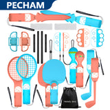 Pecham 23 in 1 Switch Sports Accessories Bundle, Family Accessories Kit Fit for Nintendo Switch/OLED Sports Games with Tennis Rackets, Golf Clubs, Table Tennis Rackets