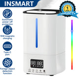 INSMART Cool & Warm Mist Humidifier for Bedroom,Top Fill 5L Smart Supersized Humidifier with Remote,Support App Connectivity,1-12h Timed,3-Speed Adjustment for Home Office Nursery