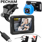 PECHAM Baby Car Camera, 4.3" HD Display Baby Car Back Seat Mirror with Night Vision, 150° Wide Angle