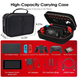 Pecham Carrying Case Fit for Nintendo Switch/OLED/Lite, Joy-Con, Pro Controller, Protective Travel Bag with 18 Game Cards Storage, Waterproof Handbag Case Fit for All Switch Game Accessories