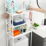 INSMART Over The Toilet Storage Shelf for Bathroom,3-Tier Freestanding Bathroom Organizer with 4-Hooks,H-Shape Frame,Extra Thick Carbon Steel,Space-Saving & Rustproof,White