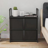 INSMART Night Stand with 2 Storage Baskets,Small Dresser for Bedroom, Detachable Structure,Space-Saving Organizer for Bedroom Closet,Entryway,College Dorm,Black