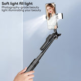 INSMART 85" Phone Tripod, Anti-Shake Extendable Selfie Stick with Wireless Remote & Fill Light, Smartphone & GoPro Mount, Portable Cell Phone Stand for iPhone Android