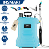 INSMART 13L/3.4Gal Electric Garden Sprayer,Upgrade Battery Powered Garden Sprayer with USB Rechargeable Handle Retractable Wand 3 Adjustable Nozzles & Shoulder Strap for Yard Lawn & Garden