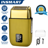 INSMART Professional Rechargeable Foil Shaver for Men, 3-Speed Adjustable, IPX7 Waterproof, LED Display, USB Charging & Detachable Blades, Travel-Friendly Grooming Kit