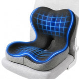 IBTORO Ergonomic Seat Cushion with Lumbar Support, Memory Foam Cushion for Office and Car Chair, Gray Two-Tone