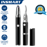 INSMART 2-in-1 Electric Eyebrow Trimmer & Eyelash Curler with Auto Soft Light, 20s Fast Heating, Type-C Fast Charging for Women, Black