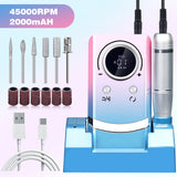 INSMART 45K RPM Electric Nail Drill Kit - Rechargeable, 2000mAh, LCD Display, for Home & Salon