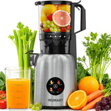 INSMART Cold Press Juicer,Juicer Machines with 5.4" Large Feed Chute,300w Slow Juicer Machines Fit Whole Vegetables and Fruits,Touchscreen Slow Masticating Juicer with 4 Mode(With Cleaning Function)