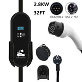 Pecham Level 2 EV Charger, 2.8Kw EVSE Charging Cable, Portable Electric Vehicle Charging with 32ft Cable, NEMA 6-20P Plug, Controller Wallbox, Carry Bag