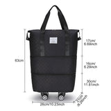 INSMART Expandable Rolling Travel Bag,With 360°Detachable Wheels,Waterproof Foldable Luggage Bag for Gym, Camping,Storage,36L-55L,Black