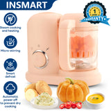 INSMART Baby Food Maker Steamer and Blender,4-in-1 Multifunctional Baby Food Processor with Steam Cooking,Micro-stirring,Defrosting,Heating,Auto Shut-Off,Tritan Material,Pink