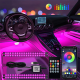 Pecham Multi-Color Car Interior Lights, 12.6 in LED Car Interior Lights Strip with App Control, Universal RGB Bluetooth Sound-Responsive Interior Lights for Cars, SUVs