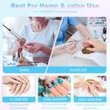 INSMART 45K RPM Electric Nail Drill Kit - Rechargeable, 2000mAh, LCD Display, for Home & Salon