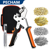 Pecham Heavy Duty Grommet Tool Kit, 300Pcs 3/8 Inch 10mm Grommets, Handheld Grommet Eyelet Pliers Kit with Grommets in Gold and Silver for DIY Tarp Ring Repair and Installation