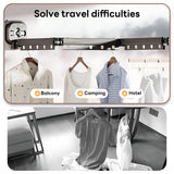 INSMART Wall Mount Folding Clothes Drying Rack,Retractable Laundry Drying Rack,360° Rotatable Clothes Rack with 15 Windproof Hooks,Space Saving for Bathroom/Balcony/Camping,No Drill Installation Gray