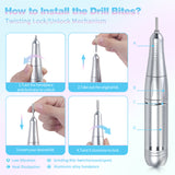 INSMART 45K RPM Electric Nail Drill Kit - Rechargeable, 2000mAh, LCD Display, for Home & Salon
