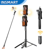 INSMART Selfie Stick, 85" Phone Tripod with Wireless Remote & Fill Light, Extendable Portable Phone Stand, Smartphone & GoPro Mount