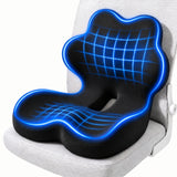 IBTORO Ergonomic Seat Cushion with Lumbar Support, Memory Foam Cushion for Office and Car Chair, Black
