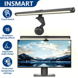 INSMART Monitor Light Bar,Eye-Care Dual Light Computer Light Bar,3 Color Temperature Adjustable Brightness Screen Light Bar,15 RGB Backlight for Home Office Gaming