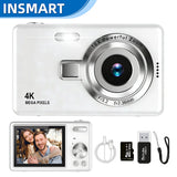 INSMART 4K Digital Camera, 96MP FHD 1080P Point and Shoot Cameras with 64GB TF Card, 2.4" Screen 16X Zoom, 4 Filter Modes, Portable Compact Vlogging Camera for Kids, Teens, Adults, Beginners, Selfies
