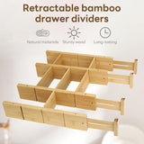INSMART Bamboo Kitchen Organizer Drawer Dividers,Expandable(13-17 in)for Flatware Jewelry Kitchen Utensils,Gold,4Pcs