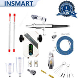 INSMART 30 PSI Airbrush Kit with Compressor, 0.2/0.5mm Nozzles & Cleaning Set, Air Brush for Painting, Cake Decorating, Nail Art & Makeup