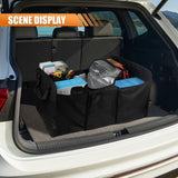 Pecham Car Trunk Organizer, Large Capacity Foldable SUV Trunk Organizer with 3 Pockets, Waterproof Car Storage Organizer for Jeep, SUV, Truck, Black