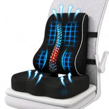IBTORO Lumbar Support Pillow and Seat Cushion Set for Office Chair Car