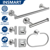 INSMART 7 PCS Bathroom Hardware Set,Silver Stainless Steel Bathroom Tower Rack Set Wall Mounted,Includ Towel Bar, Towel Ring Towel Hook and Toilet Paper Holder