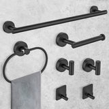 INSMART 7 PCS Bathroom Hardware Set,Black Stainless Steel Bathroom Tower Rack Set Wall Mounted,Includ Towel Bar, Towel Ring Towel Hook and Toilet Paper Holder