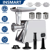 INSMART Electric Meat Grinder,Stainless Steel Meat Grinder with Sausage Stuffer, Kubbe Kit and Vegetable Slicer,Heavy Duty Meat Mincer Machine for Kitchen