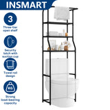INSMART 3-Tier Over The Toilet Storage Rack for Home Use,Freestanding Bathroom Organizer Shelf with 0.63 In Thickened metal Steel Pipe,Space-Saving for Bathroom & Laundry,Holds 2X Weight Black