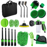 Pecham Car Detailing Brush Set,20PCS Drill Brush Set,Car Interior Detailing Kit & Car Wash Kit with Boar Hair Detail Brush and Cleaning Gel for Wheel,Dashboard,Air Vent,Leather and Exterior