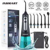 INSMART 300ML Cordless Water Flosser Dental Teeth Cleaner，Portable Oral Irrigator, Electric Flossing Cleaner(6 Jet）