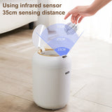 INSMART 3.2 Gallon Motion Sensor Trash Can, Automatic Odor-Proof Bathroom & Kitchen Wastebasket with Waterproof Lid,Silent Close,White Garbage Bin for Home Office