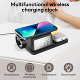 INSMART Alarm Clock with Wireless Charger,6 in 1 Wireless Charging Station, Magnetic Charger with Night Light Bedside Clock for iPhone,Apple Watch,Airpods