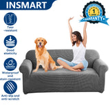 INSMART Waterproof Sofa Cover,Non-Slip Couch Cover with Elastic for Kids Dogs Cats Pets,Dark Gray,3-Seater,72In - 92In Sofa Cover for Home