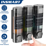 INSMART Shampoo and Conditioner Dispenser, 3 Chamber No Drill Wall-Mounted Shower Soap Dispenser, Large Capacity 900ML for Bathroom & Hotel