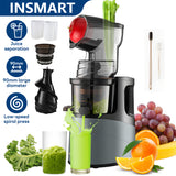 INSMART Cold Press Juicer for Home Use,Masticating Juicer with 3.6" Wide Feed Chute,300w Slow Juicer Machines,High Juice Yield,Quiet, Easy to Clean for Whole Vegetables & Fruits(27 fl oz,Black)