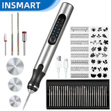 INSMART Electric Engraving Pen, Cordless Rotary Tool Kit, 3-Speed Adjustment, USB Rechargeable, DIY Engraver Pen for Sanding, Polishing, Drilling, Carving & Gifts