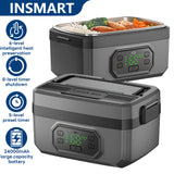 INSMART Cordless Electric Lunch Box,54 Oz(1600ml) Heated Lunch Box Powered with Scheduled Heating,24000mAh Battery,50W Fast Heating & 6-Temp Keep Warm, for Outdoor,Office,Car