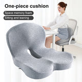 IBTORO Ergonomic Seat Cushion with Lumbar Support - Gel Memory Foam Pillow for Office Chair, Car & Wheelchair, Light Gray