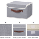 INSMART Collapsible Fabric Cube Storage Bin, 24L Storage Cubes with Lids,Gray,2 Pcs