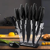 INSMART 17 Piece Kitchen Knife Set,Knife Set with Sharpener,Teflon Non-Stick Coating Kitchen Cutlery,No Rust,Super Sharp,Include Chef,Bread,Steak,Knives