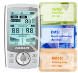 INSMART TENS Unit Rechargeable Muscle Stimulator EMS Dual Channel with 10 Reusable Electrode Pads 60 Modes for Back Neck Pain Muscle Therapy Pain Management Pulse Massager (Upgrade)