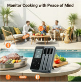 INSMART Smart Wireless Meat Thermometer with 2 Ultra-Thin Probes,430FT Bluetooth Range,100% Waterproof,Precision Cooking Grilling,Multi Sensors,for BBQ,Oven,Grill,Kitchen,Smoker/iOS & Android App